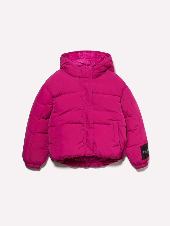 Oversized fuchsia padded jacket - girls' outerwear - Fuchsia | Sisley Young image number 1